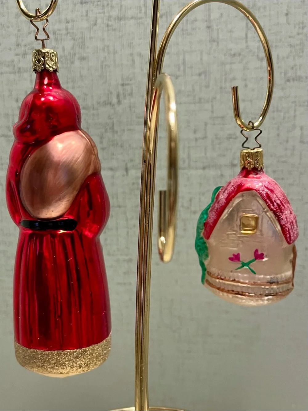 VINTAGE CHRISTOPHER RADKO  Glass Santa and Cottage Holiday Ornaments Bundle
